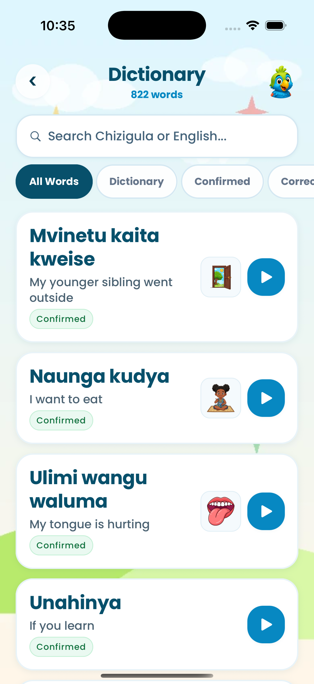 822 Word Chizigula Dictionary